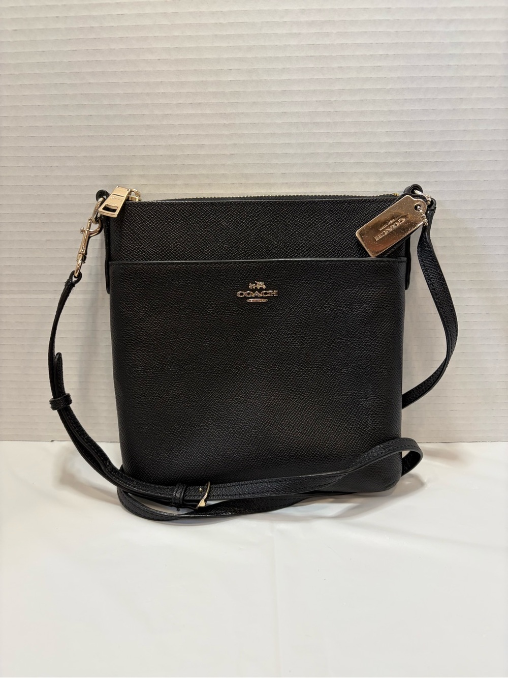 Coach Black Pebbled Leather Crossbody with Gold Hardware